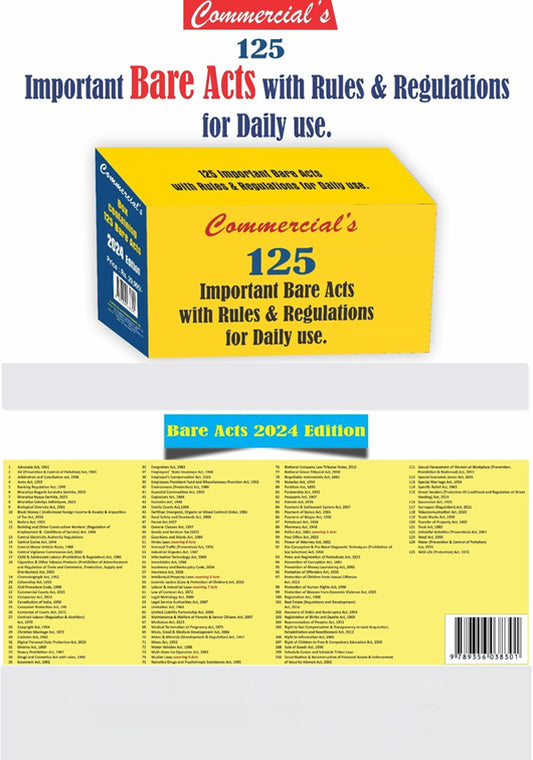 Commercial’s 125 Important Bare Acts - With Rules - Regulations For Daily Use - shopscan