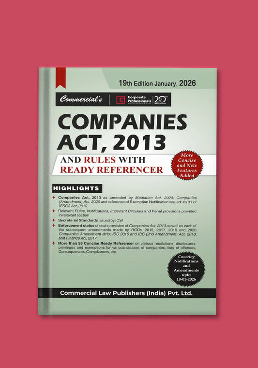 Book titled 'Companies Act, 2013 and Rules with Ready Referencer' on a red background - shopscan