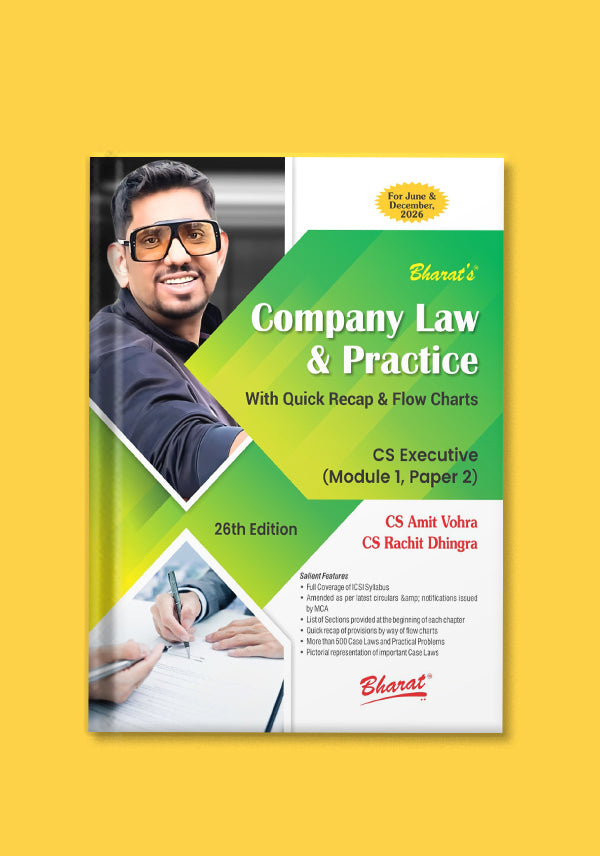 Book cover of 'Company Law & Practice' with a person and text on a yellow background - shopscan