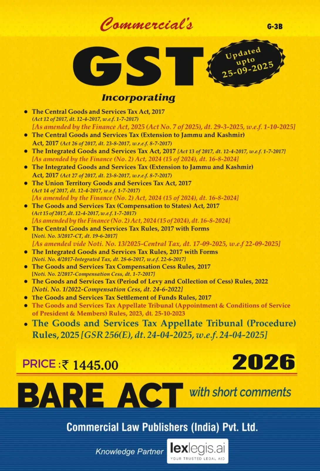 GST Incorporating - Bare Act [July 2025 Edition]