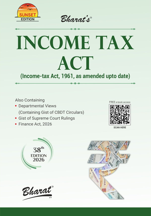 Income Tax Act 2026 book cover with green design and rupee symbol.